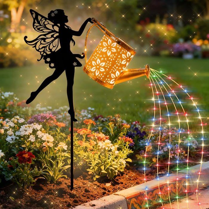 YZYOE Lampe solaire pour bouteille eau de fée fer décoratif de jin - Belle fée qui coule - Lampe de sol - Lumière LED REFLECTEUR