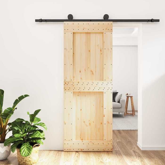 vidaXL Porte coulissante Naturel et noir 80 x 210 cm 3444993