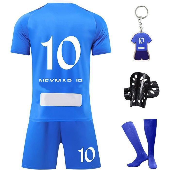Ensemble de football enfant - RONRONNER - Numéro 10 - Bleu - Taille 150-155 cm (28) - Maillot short chaussettes