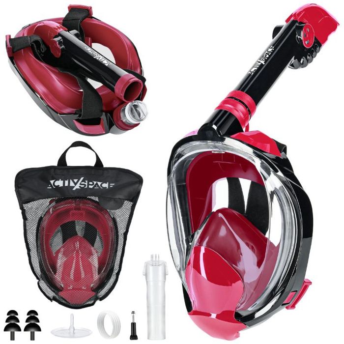 Masque de plongée intégral anti-buée l/xl rouge m10