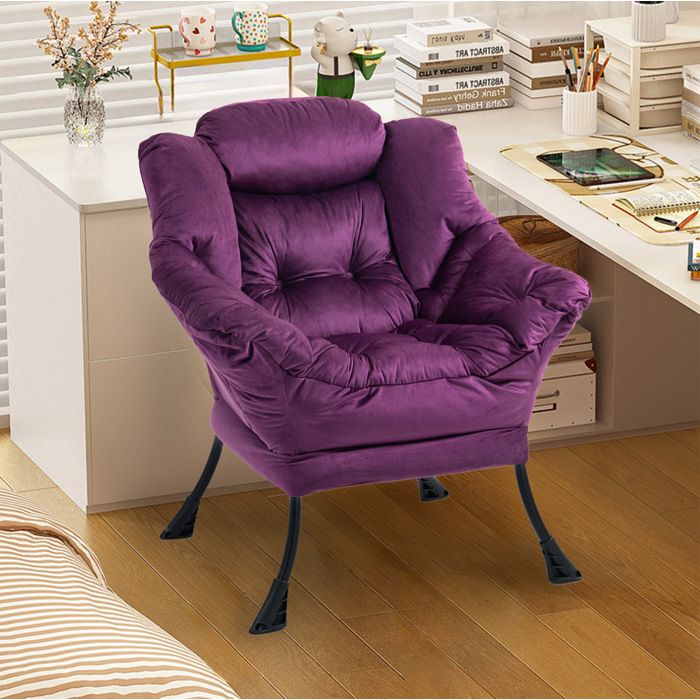 Fauteuil de relaxation avec accoudoirs structure métal housse amovible violet 81 x 65 x 95 cm ORVRYN