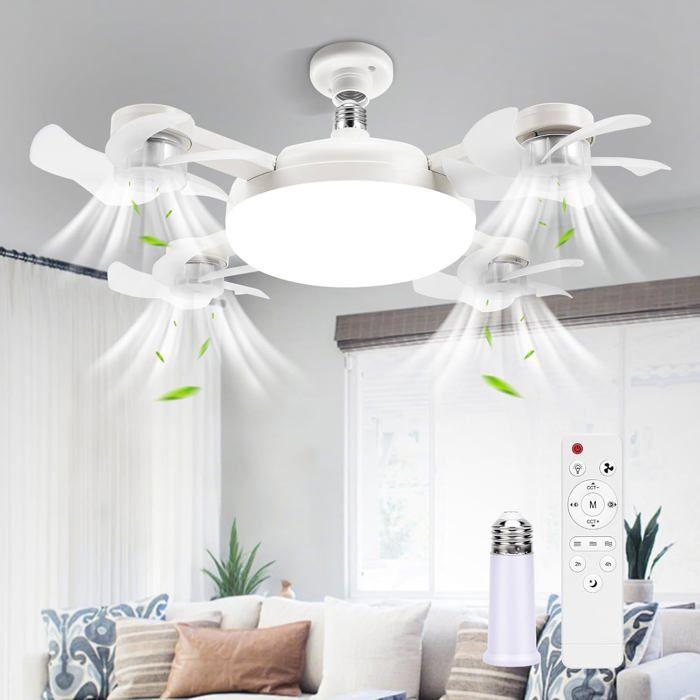 Ventilateur plafond drone LED 50W 4 têtes 3 vitesses 3 teintes balcon/chambre/salon/couloir Ventilateur plafond drone LED 50W 4 têtes 3 vitesses 3 teintes balcon/chambre/salon/couloir