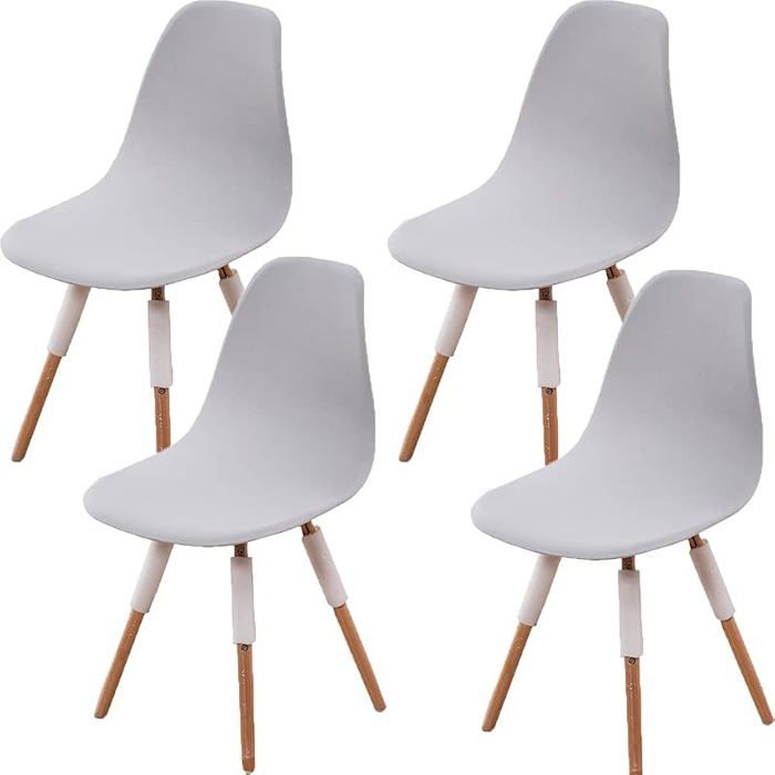 Housse Chaise Scandinave Extensible Lot 4 Pièces Protection Chaise Salle À Manger Cuisine Salon Gris Clair Uni-Eu HOUSSE DE CHAISE