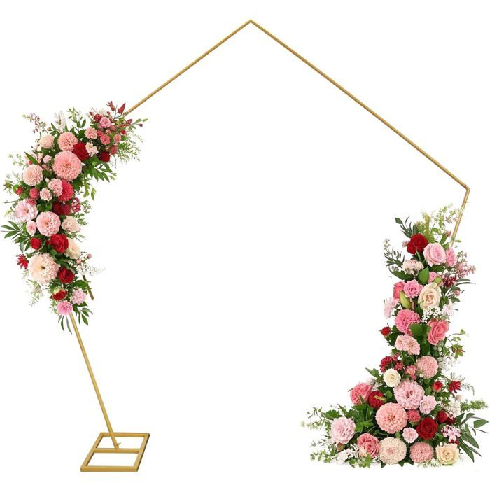 Arche De Mariage Hexagonale En Métal-25X25 M-Support Doré-Décoration Florale Pour FêteMariageCérémonieAnniversaireMari[BI72]