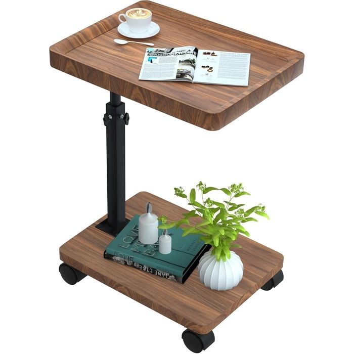 Dappoint - Table avec Roulettes - Bout de Canapé Hauteur Réglable (45-80 cm) et Rotative à 360° - Bois Facile à Nu TABLE DAPPOINT