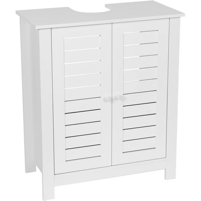 Tendance Meuble sous lavabo Santorin MDF 2 Portes et 1 Étagère intérieure Blanc Salle de bain Tendance Meuble sous lavabo Santorin MDF 2 Portes et 1 Étagère intérieure Blanc Salle de bain