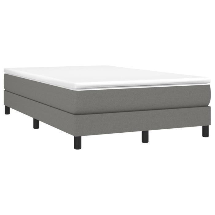 Sommier tapissier - AKOZON - 120x200 cm - Gris foncé - Lattes de contreplaqué - Pieds robustes
