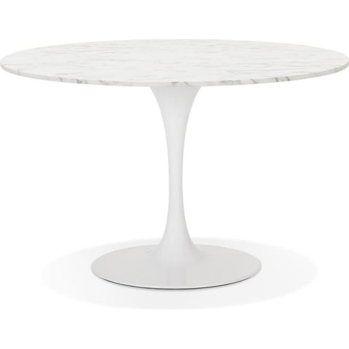 table à dîner ronde 'witney' en marbre et métal blanc - ø 120 cm