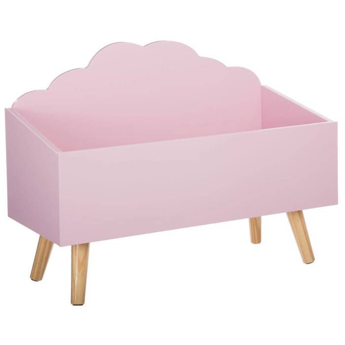 Coffre A Jouets Nuage Rose En Bois Achat Vente Coffre A Jouets