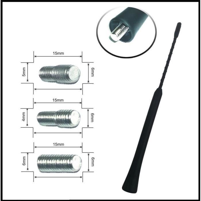 ANTENNE COURTE NOIRE 16S 16V 16CM VOITURE RADIO FM AM AUTORADIO BRIN RADIO