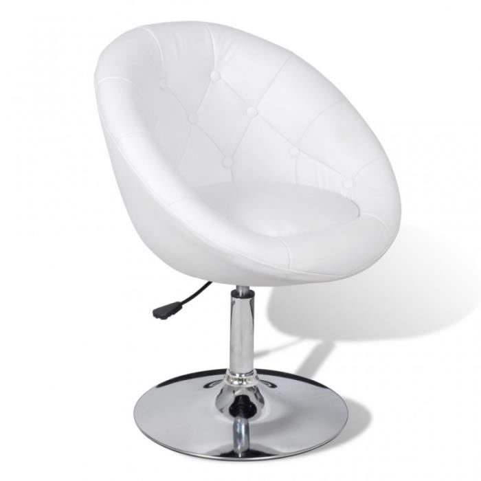 Fauteuil rétro capitonné blanc pied Tulipe chromé - Design contemporain - Réglable en hauteur - Confortable