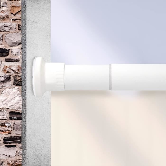 Tringle à Rideau De Douche Extensible Télescopique Sans Perçage 255-310 Cm - Blanc Antidérapante