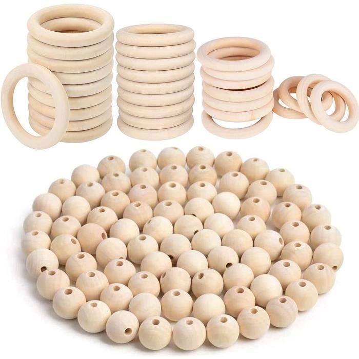 Lot De 12 Anneaux En Bois Naturel 70 Mm Pour Macramé - Idéal Pour Créations, Bijoux, Décoration, Brut Et Lisse