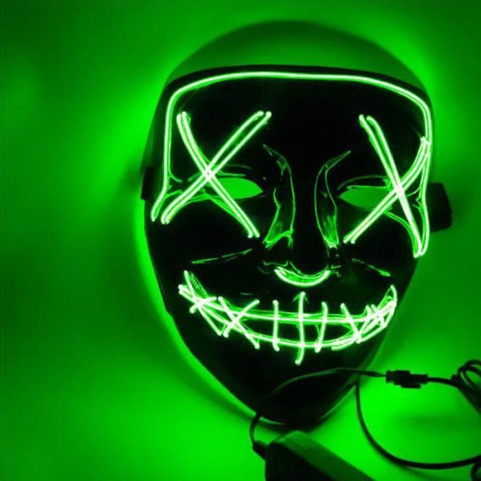 Masque LED Halloween - Festival Cosplay Costume Décorations de Fête - Vert