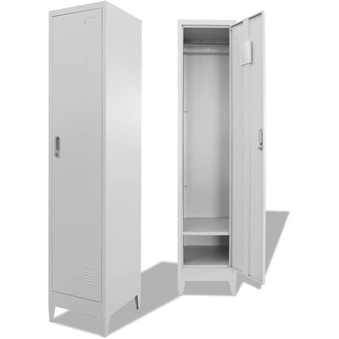 Armoire de Bureau Metallique - Armoire à Casiers en Acier - Gris - Hauteur 180 cm
