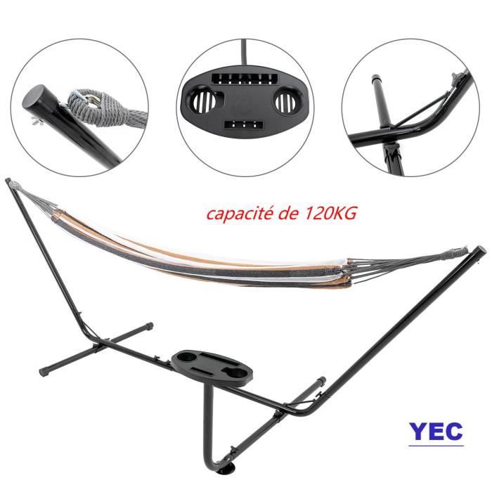 YEC Support de hamac Portable capacité de 120KG sans toile à voile en acier (noir)