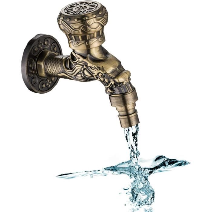 Robinets De Jardin Robinet Mural Vintage YIDM - Design Dragon Sculpté 1/2 Pouce Pour Jardin/cuisine Robinet Fontaine