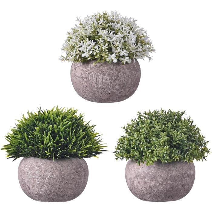 Plante Artificielle Interieur 6 pcs, Fausse Plantes avec Pot Gris  Atificielles Herbe Decoration pour Mariage Extérieur