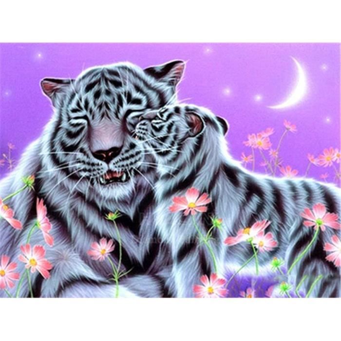 Kit Diamond Painting 5D DIY Motif Tigre - Lot De 4 Toiles 30x40 Cm - Diamants Ronds - Marque KEESIN - Neuf