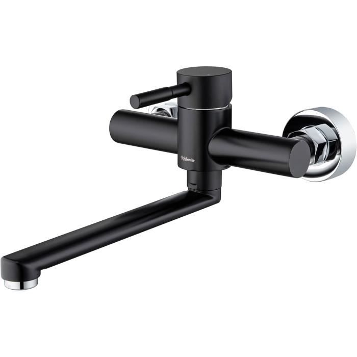 Mitigeur Lavabo Haut, DETBOM Robinet Salle Bain Pivotant à 360°, Mitigeur pour Vasque a Poser, Robinet Lavabo en Acier Inoxydable, avec Bec Hauteur 204mm, Réglable Chaud et Froid, Argent Brossé