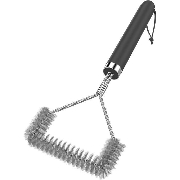 Brosse Nettoyage Barbecue UNISOPH - Poils Acier Inox, Grattoir Intégré, Poignée Isotherme - Gaz/Charbon