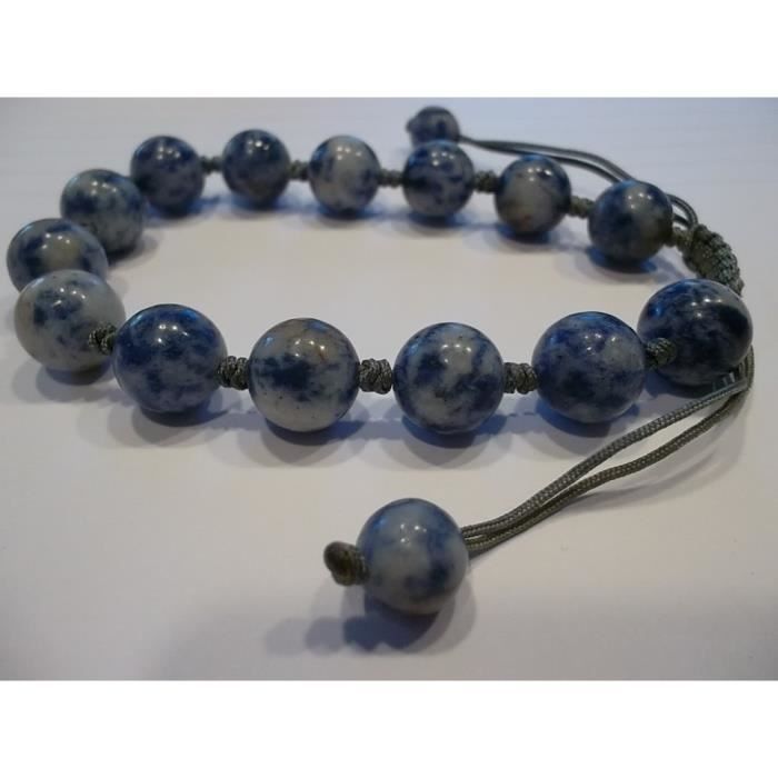 Bracelet élastique En Perles De Sodalite Véritable - Homme/Femme - Bleu - Neuf Avec étiquettes