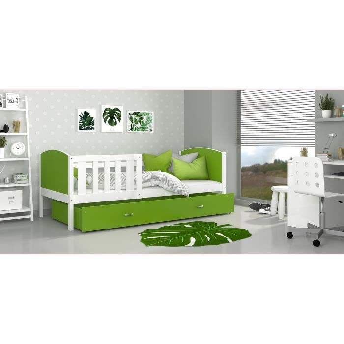 lit enfant tomy 90x190 blanc vert livre avec tiroir sommier et matelas en mousse de 7cm offert achat vente lit complet lit enfant tomy 90x190 blan cdiscount