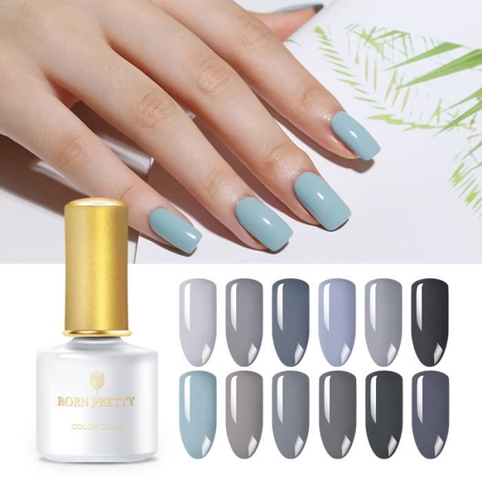 12 Flacons Vernis à Ongles Gel Born Pretty Gris Série Pure