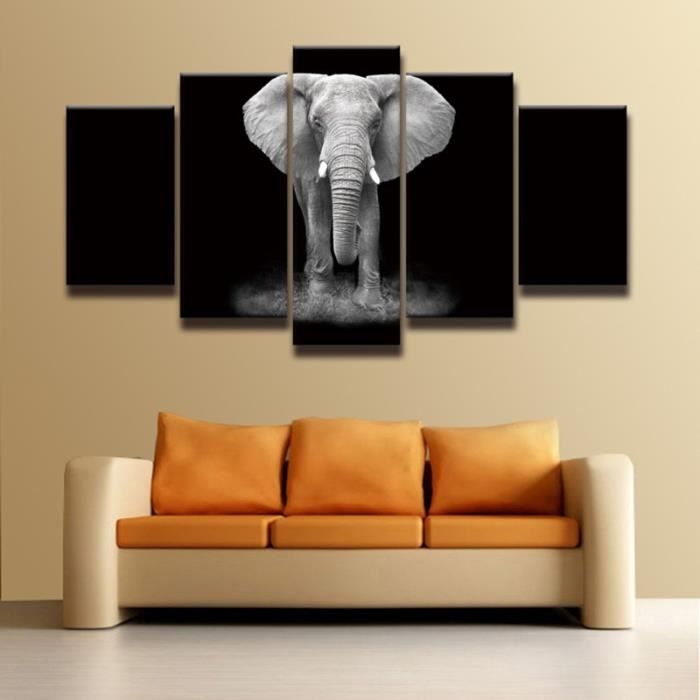 Hd Africain Elephant Peinture Toile Art 5 Panneaux Mur Animal Decoration Pour La Maison De La Chambre Imprimer Achat Vente Objet Decoration Murale Cdiscount