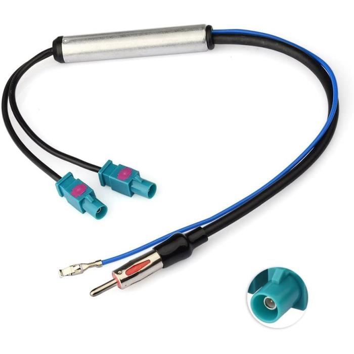 Adaptateur Antenne Voiture Fakra Z Vers DIN Avec Ampli – Pour Audi, BMW – 30 Cm – Améliore Le Signal FM