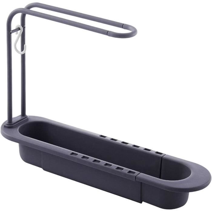 Support D'évier Télescopique - Porte-éponge Et Savon Ajustable - Pour évier De 23 à 34 Cm - Sans Perçage