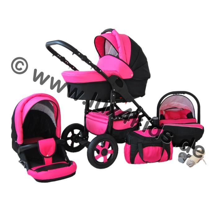 Poussette canne rose et noir shop