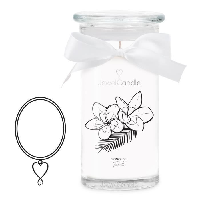 Jewelcandle Monoi de Tahiti (collier) bougie parfumée blanc avec bijou