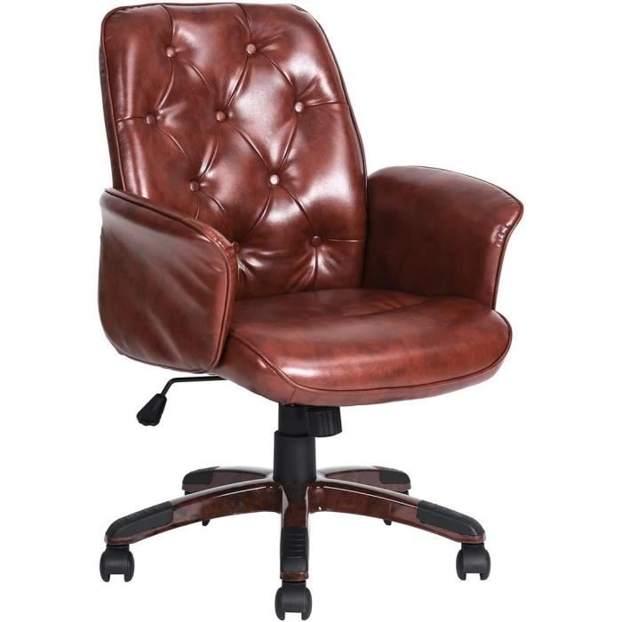 homy casa fauteuil de bureau 64 x 61,5 x 9098 cm chaise de bureau, retro vintage campagne american marron simili cuir pu bril