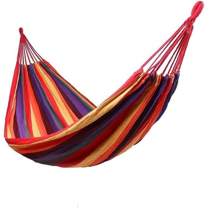 Hamac de Voyage Respirant Portable 2,9x1,5m avec Sac Transport Coton Polyester Multicolore - Outsunny - Gamm vert
