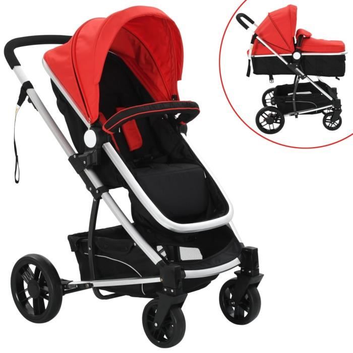 Cadeau de Noël-Poussette-Landau Bébé 2-en-1 Aluminium Rouge et Noir - Achat  / Vente landau - poussette - Cdiscount