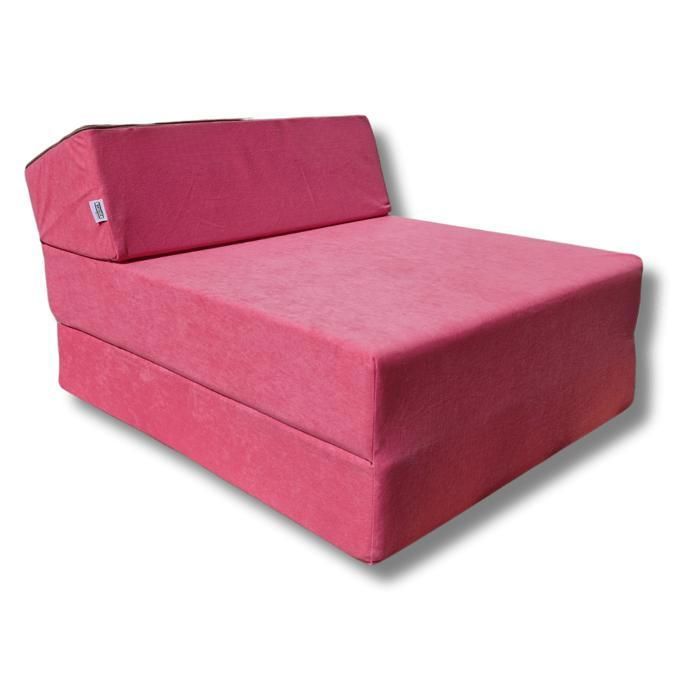 Matelas chauffeuse lit fauteuil futon pliable pliant 160x60x12 cm - NATALIA SPZOO - Rose - Mousse - Ferme - 1 place