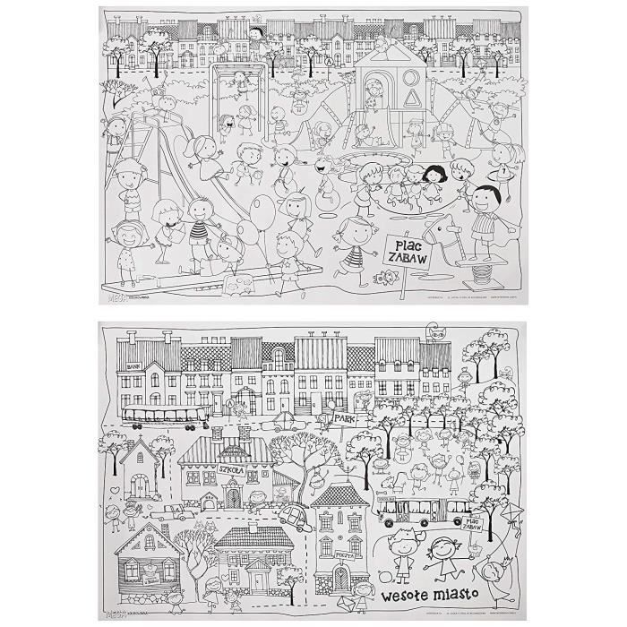 Interdruk Mega Coloriage 2 Feuilles 100 X 70 Cm Melange De Designs Light Bleu Interdruk Mega Light Blue Cdiscount Jeux Jouets