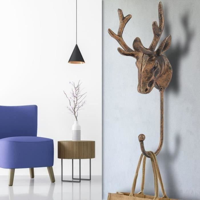 Porte Manteau Mural Avec Etagere Style De Bois De Cerf Bronze Jaune Aliba0107 12a23278 Achat Vente Porte Manteau Soldes Cdiscount