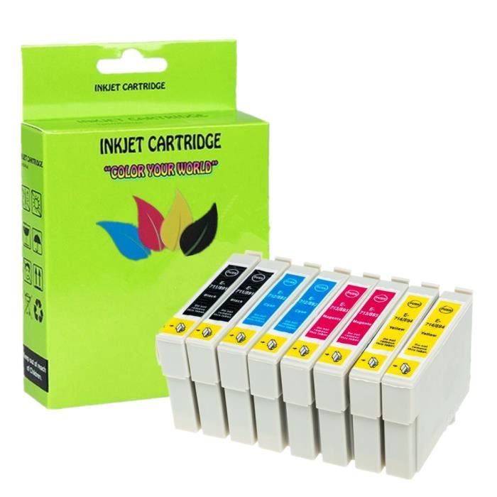 8 Pack 2 Set Compatible Epson T0711 T0714 Cartouches D Encre Pour Epson Stylus Dx8450 Dx8400 Prix Pas Cher Cdiscount Nouvelle imprimante usb plomb cordon câble pour epson stylus cx et dx gamme impr. cdiscount