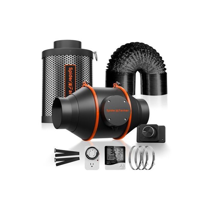Ventilateur Conduit 10,2 Cm Spider Farmer Avec Contrôleur Température Humidité - WiFi