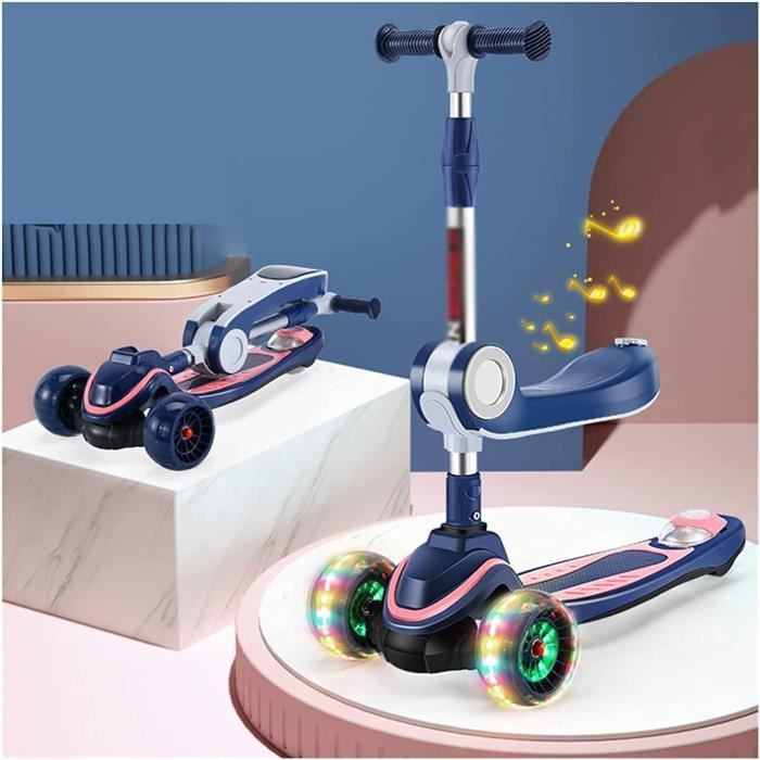 homewell 2 en 1 Trottinette Enfant avec Siège, Trotinette à 3 Roues, Hauteur Réglable, Feux de Roue Clignotants, Scooter pour Fille/Garçon de 2 à 8 Ans ( Vert