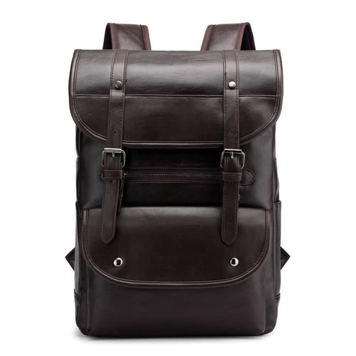 Sac à Dos Homme En Cuir Véritable Marron - Cartable Bandoulière, Neuf, Fait Main