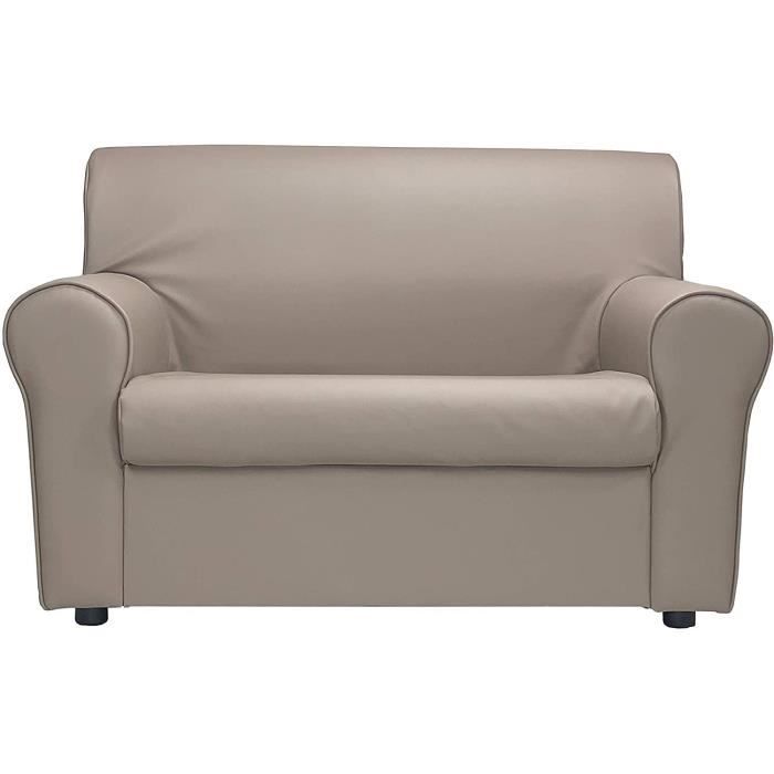 mini canapé fonctionnel pratique recouvert de cuir écologique 2 sièges - marque - modèle - vintage - cuir - gris
