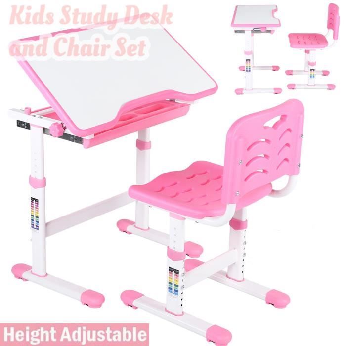 Set Bureau Chaise Pour Enfant, Ergonomique Table Hauteur Ajustable