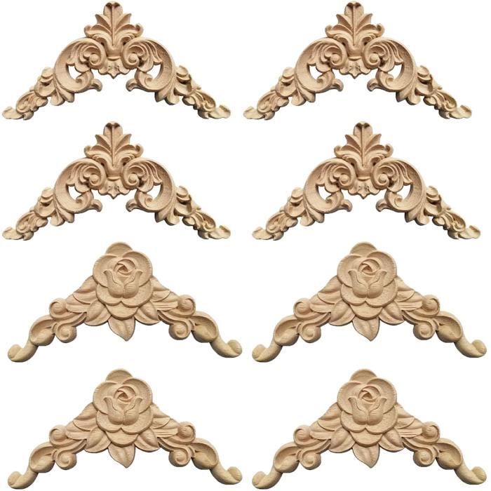 Yuemsh 10 PièCes Bois Sculpture DéCalcomanie Bois Sculpté