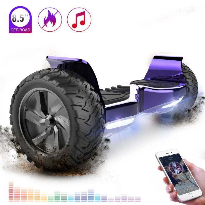 Hoverboard 8,5 pouces Hummer Tout Terrain LED Bluetooth avec Moteur Puissant cadeau iéal - Violet chormé