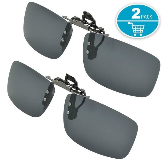 splaks clip solaire clip solaire polarisant pour lunettes unisexe lot de deux clips incluant la vision nocturne two black achat vente lunettes de soleil mixte cdiscount