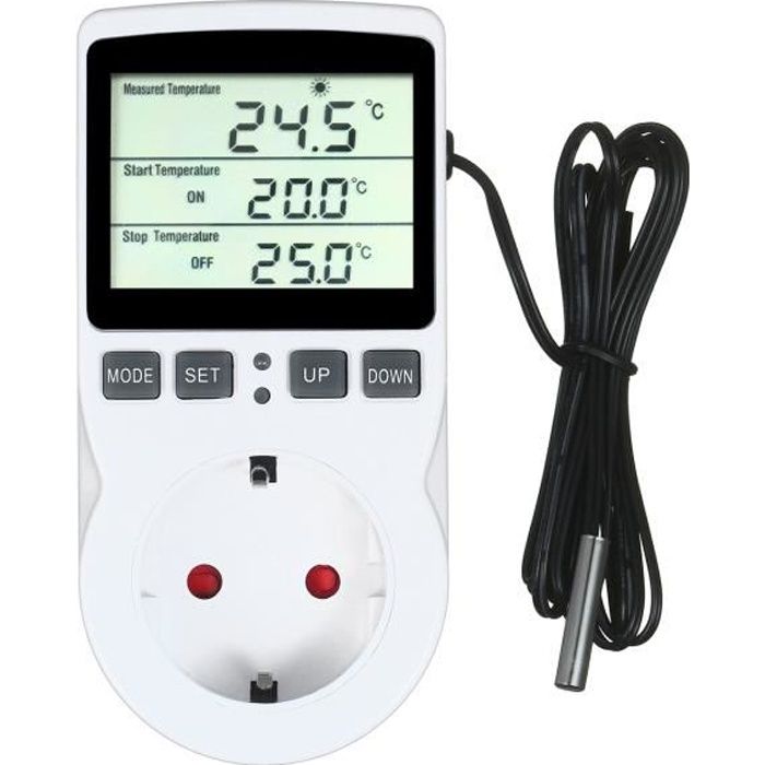 Contrôleur de Thermostat numérique pour reptiles d'aquarium de terrarium  sortie à température contrôlée avec minuterie et sonde eu - Cdiscount