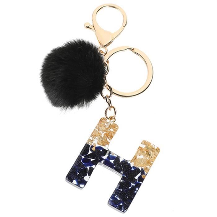 Porte-clés Personnalisable Avec Lettre Initiale, Papillon Et Pompon - Pour Femme Ou Fille - Longueur 10 Cm - 11